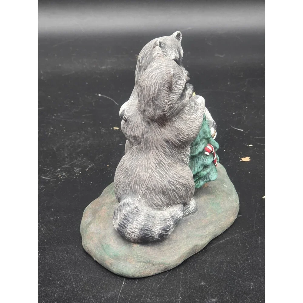 Penrose Cute Raccoons With Christmas Tree Figurine
